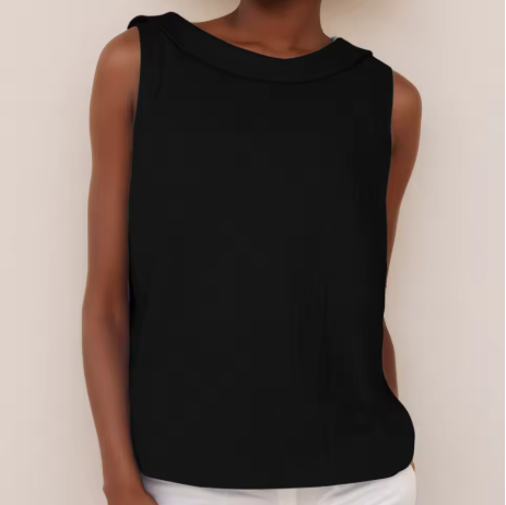 Maria Sleeveless Roll Collar Top