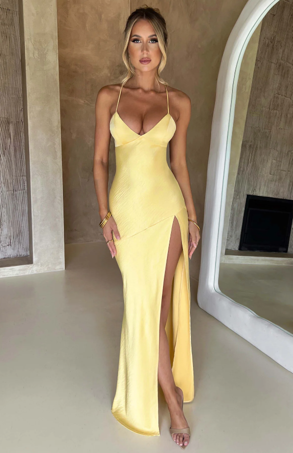 Lilly Elegant Maxi Dress with Thigh-High Slit