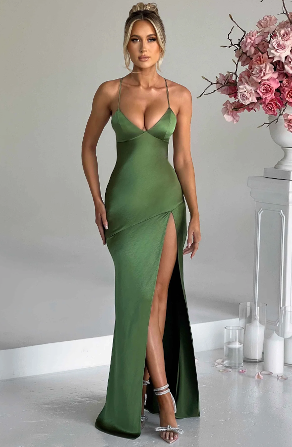 Lilly Elegant Maxi Dress with Thigh-High Slit