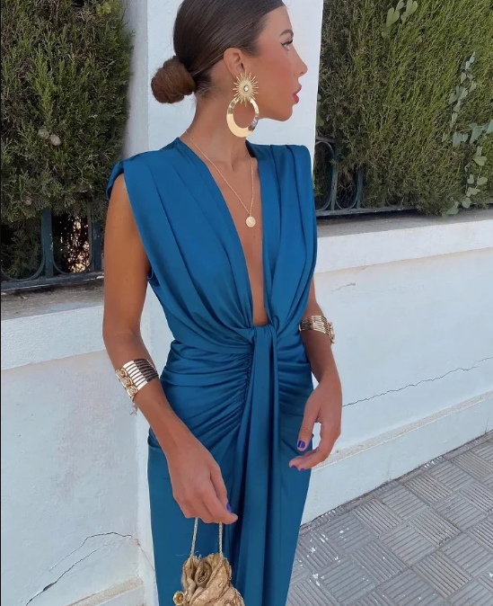 Darcy Elegant Pleated Maxi Dress