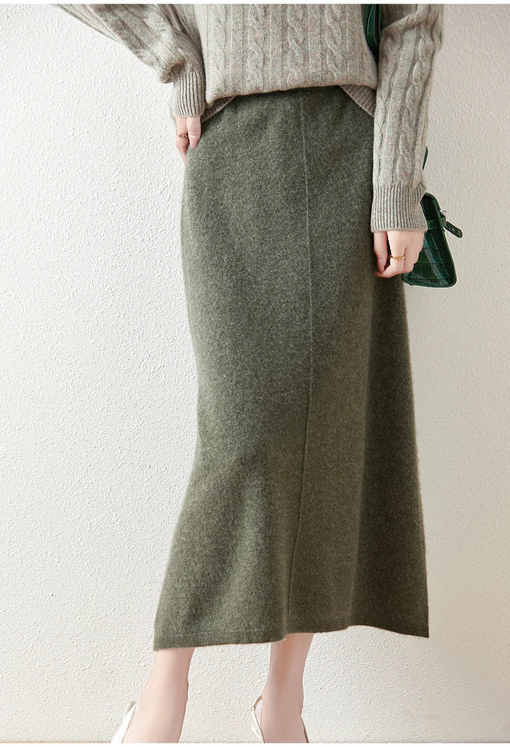 Evelora Merino Wool High Waist Skirt