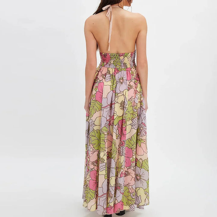 Eliana Floral Halter Maxi Beach Dress