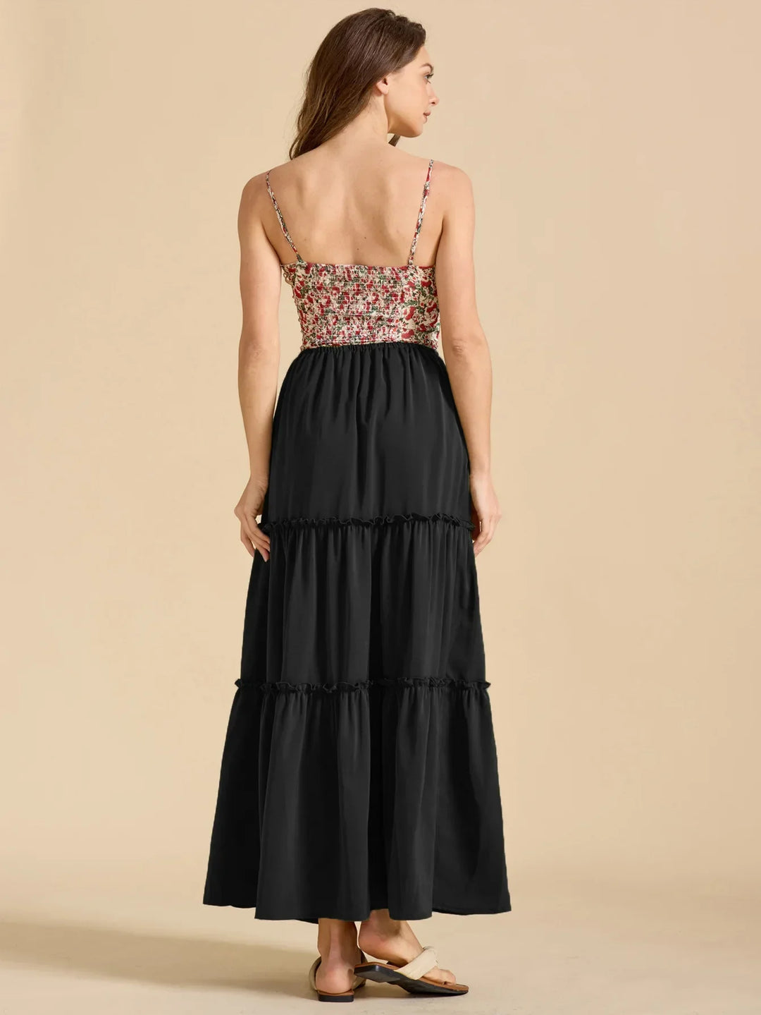 Elarie Floral Drawstring Maxi Skirt