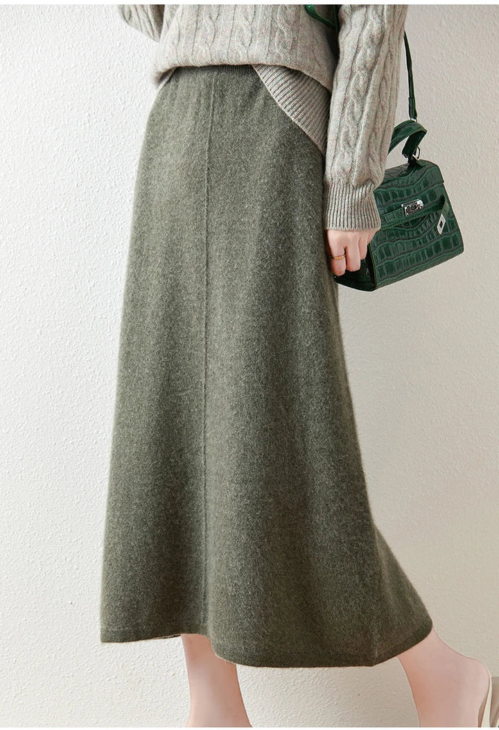 Evelora Merino Wool High Waist Skirt