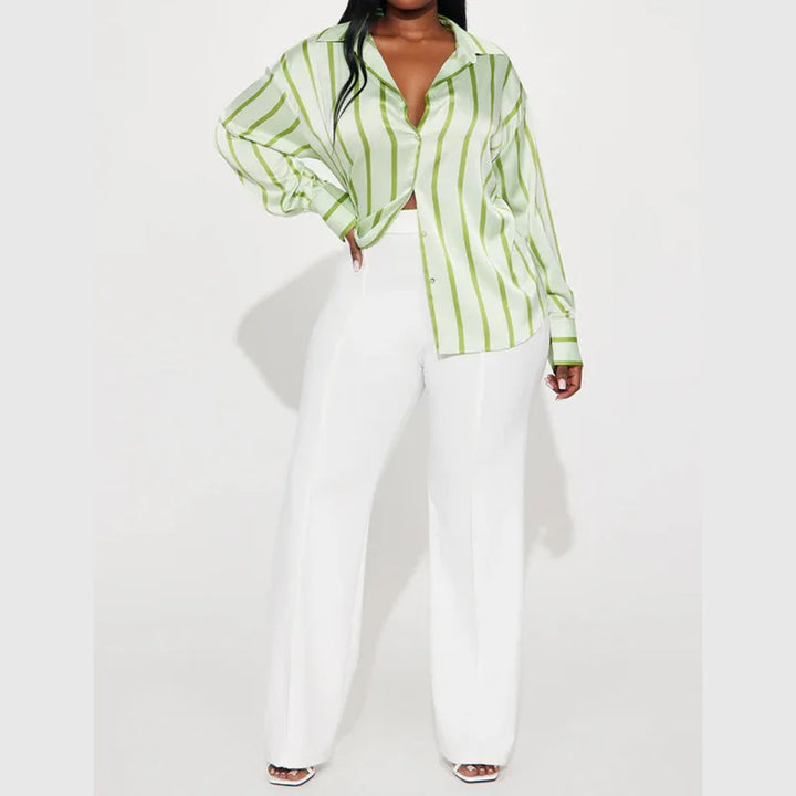 Serelisse Satin Stripe Button Shirt