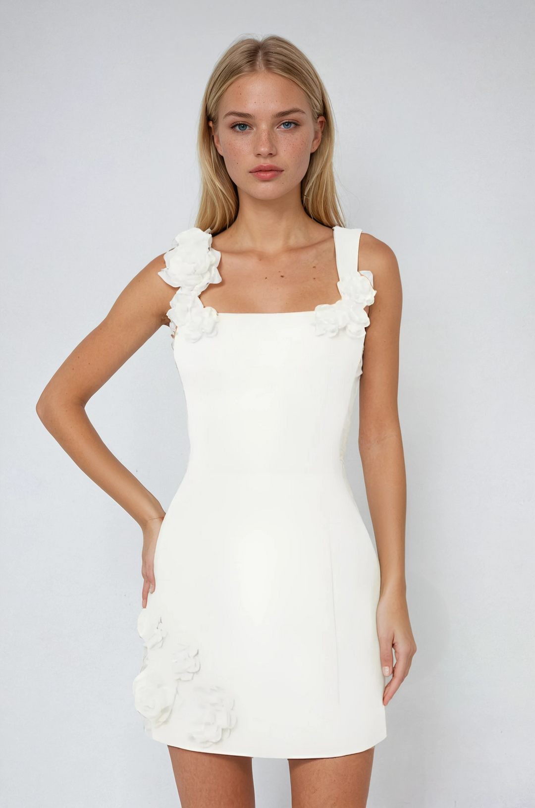 Elodie Floral Appliqué Summer Cocktail Mini Dress
