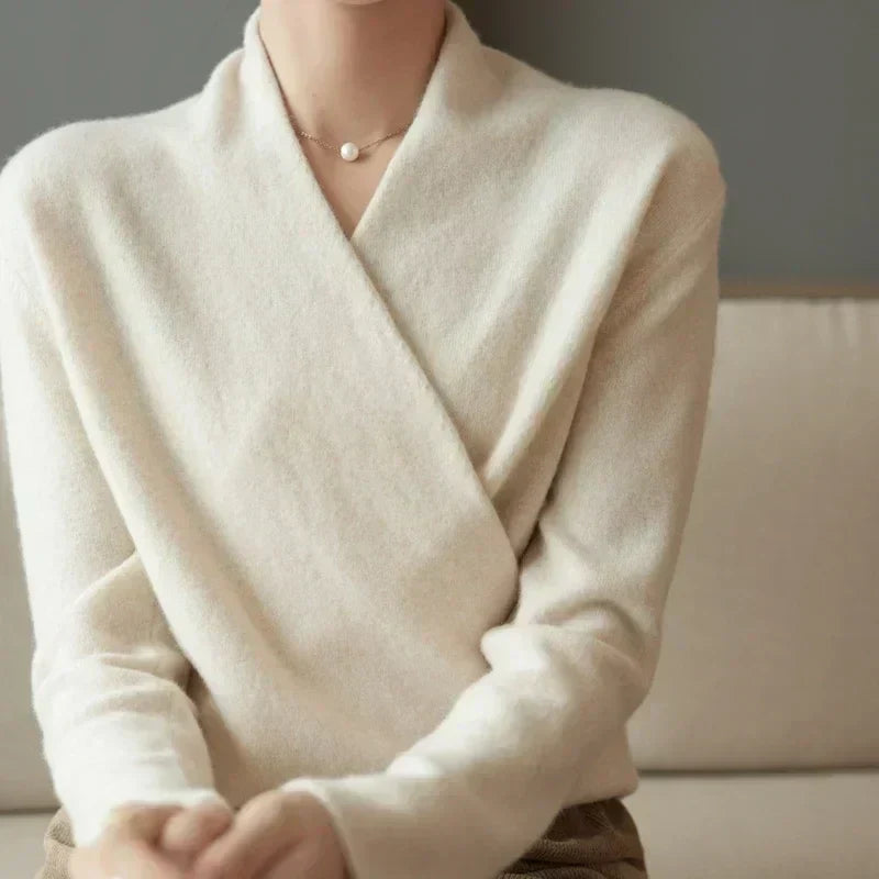 Vivienne Wrap Neck Knit Sweater Top