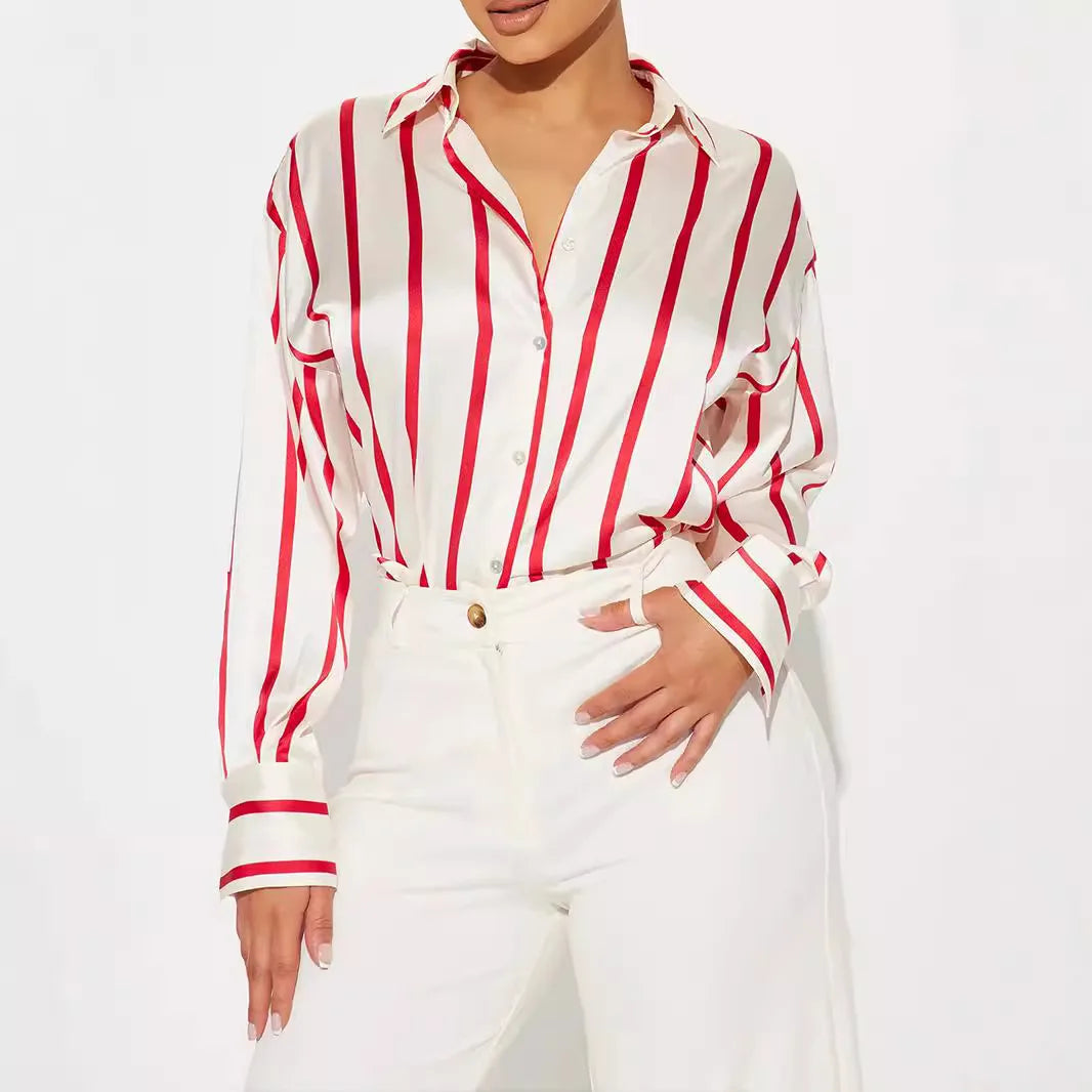 Serelisse Satin Stripe Button Shirt