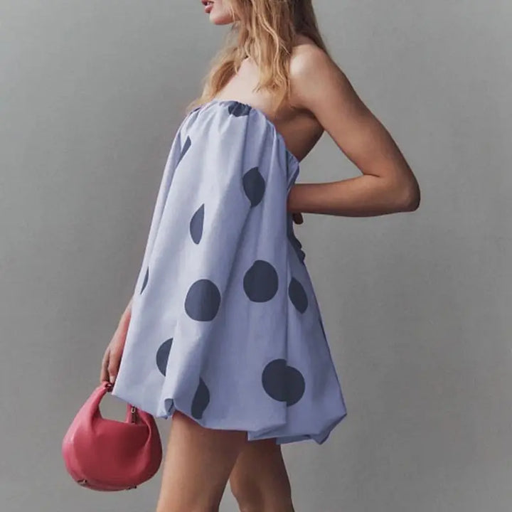 Vivienne Polka Dot Strapless Bubble Mini Dress