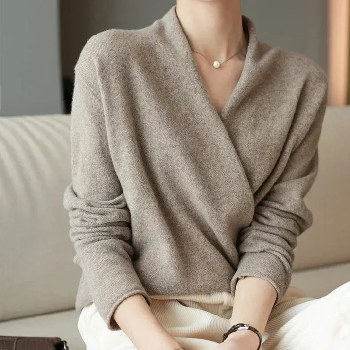Vivienne Wrap Neck Knit Sweater Top