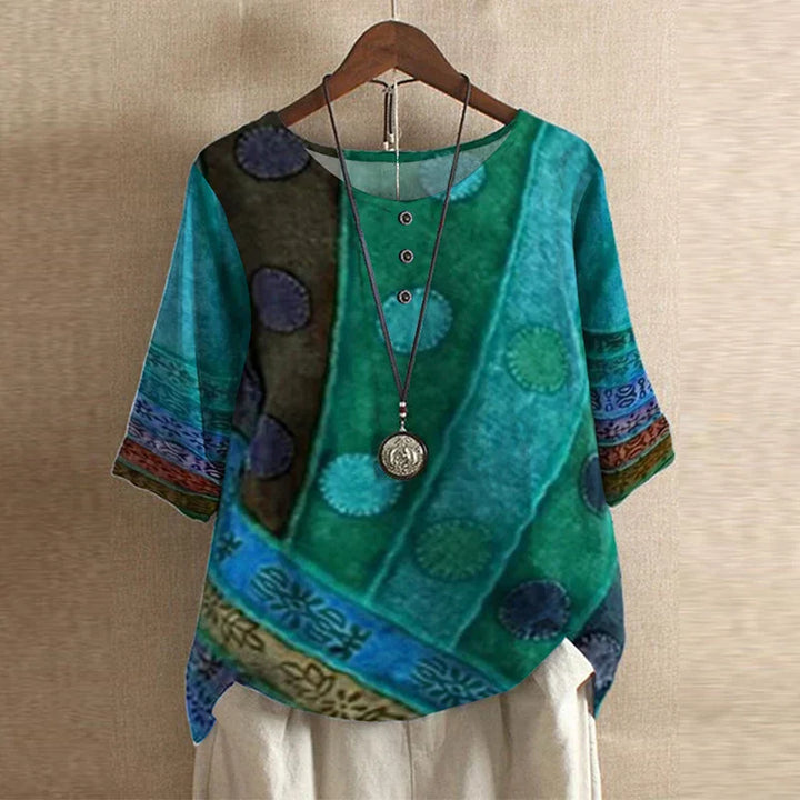 Virella Retro Print Relaxed Blouse