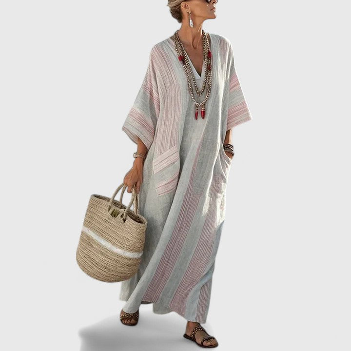 Sage Striped Maxi Dress