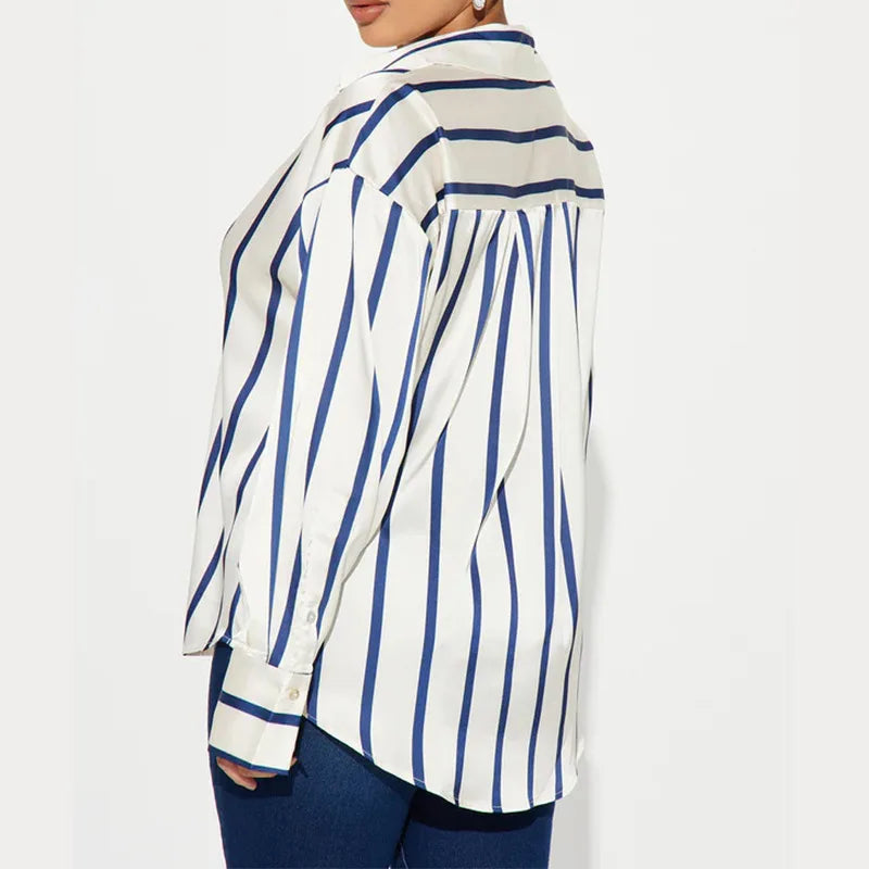 Serelisse Satin Stripe Button Shirt