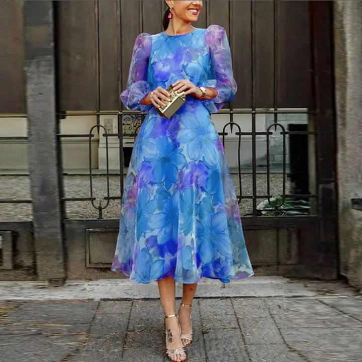 Long Sleeve Floral Wedding Guest Dress for Women