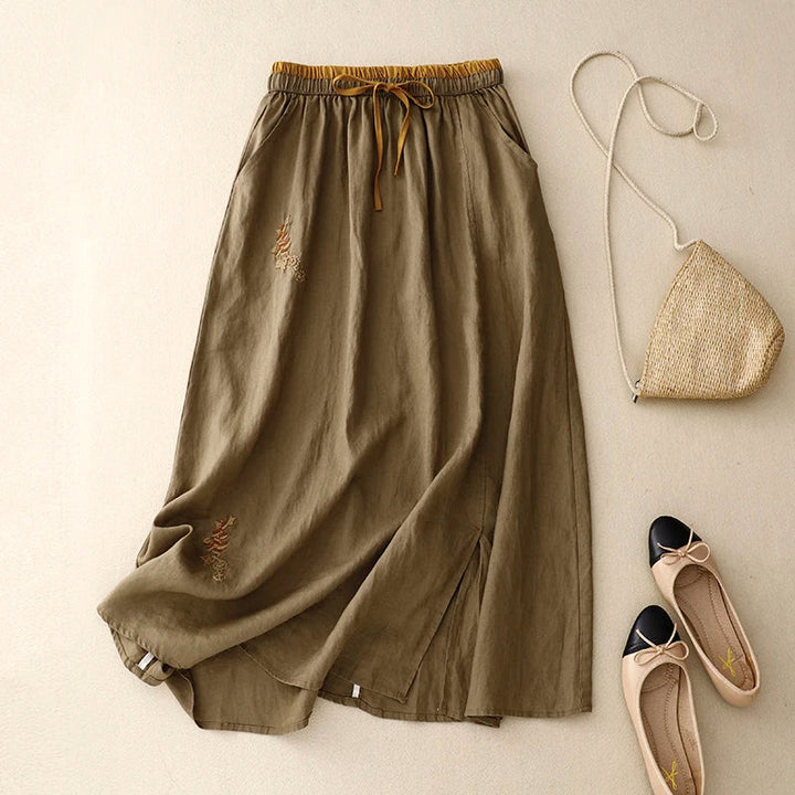 Rosalie Linen A Line Midi Skirt