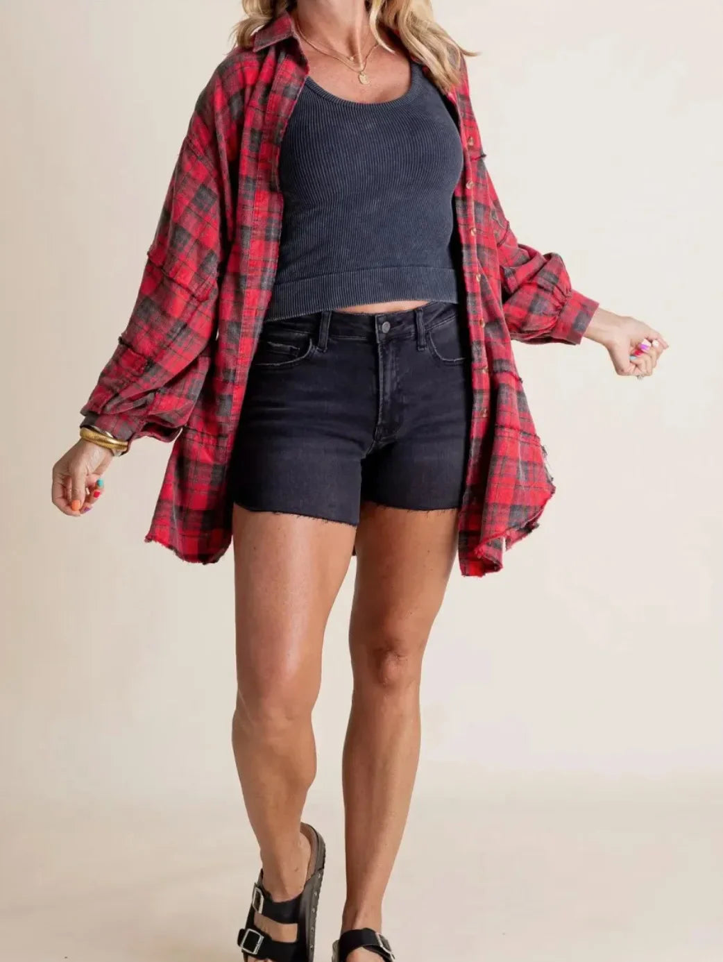 Linora Oversized Plaid Flannel Shirt