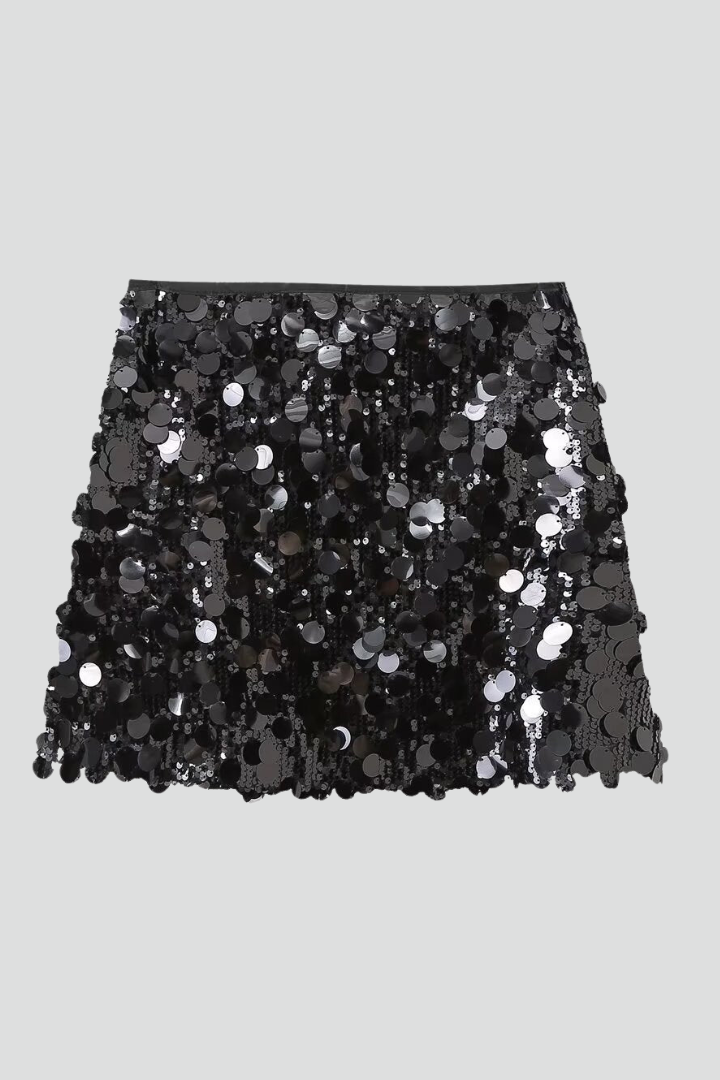 Catherine Fitted Sequin Mini Skirt with Sparkle