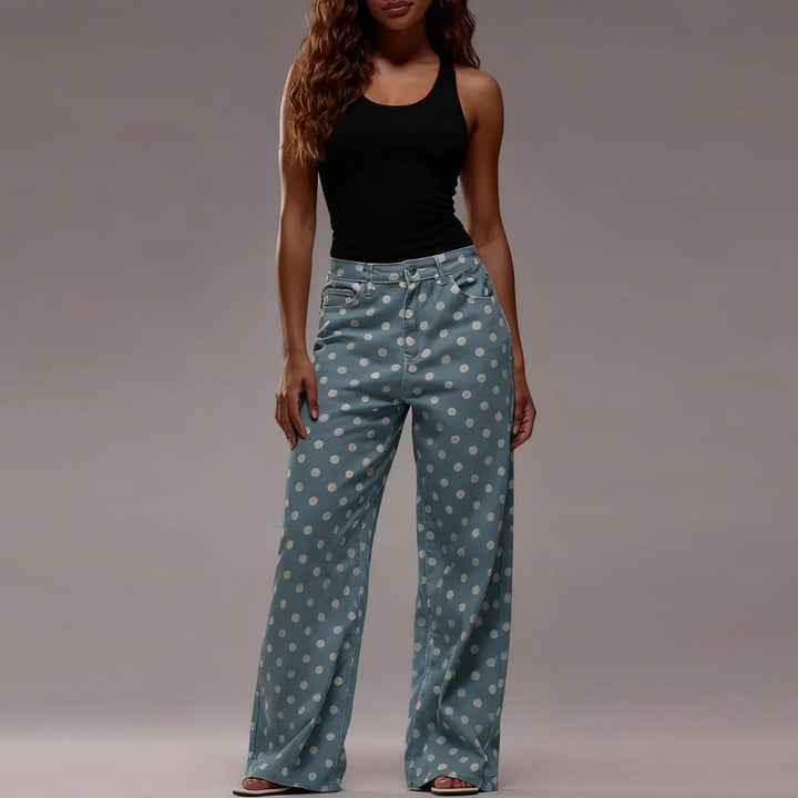 Elodie Polka Dot Wide-Leg Trouser