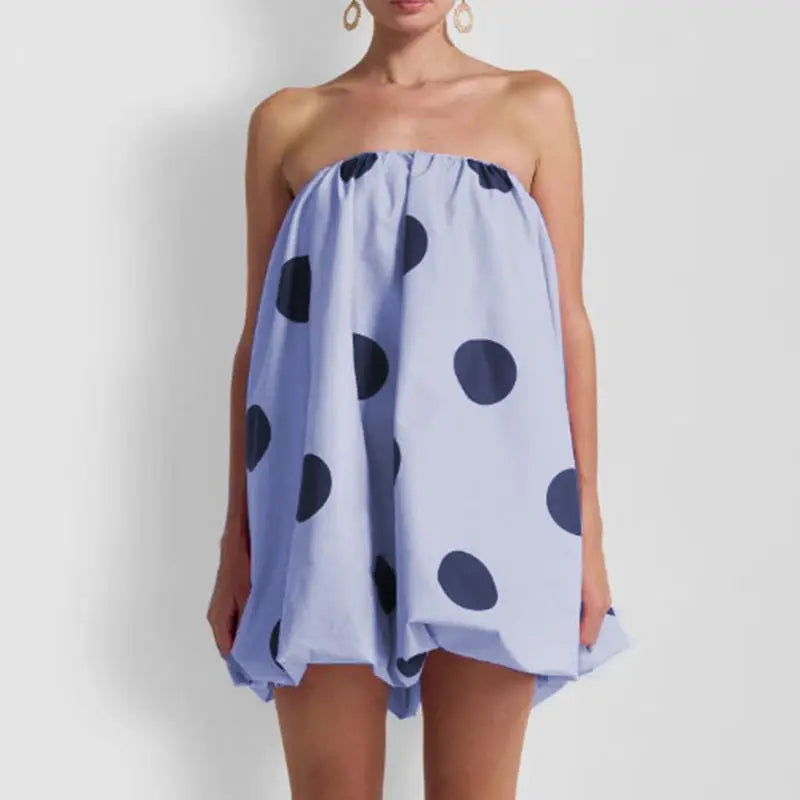 Vivienne Polka Dot Strapless Bubble Mini Dress