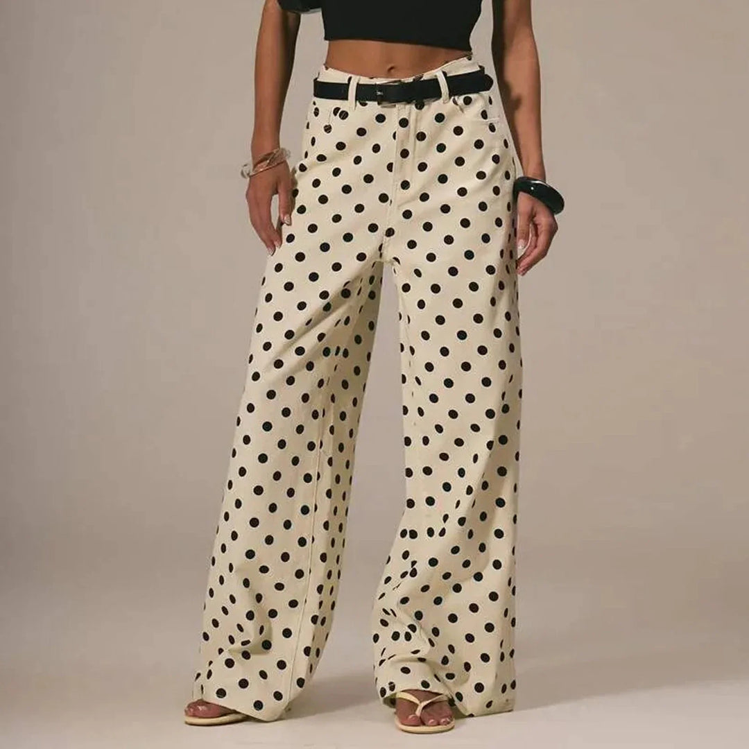 Elodie Polka Dot Wide-Leg Trouser
