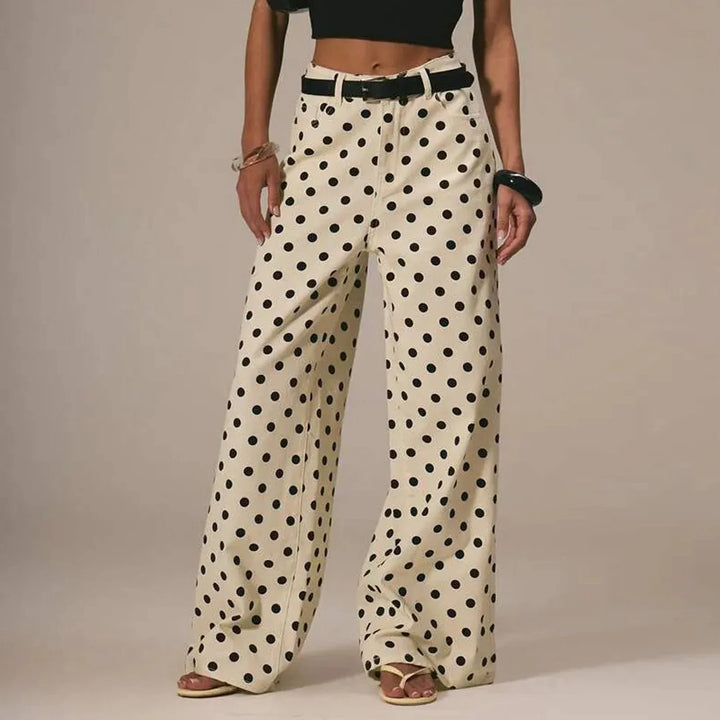 Elodie Polka Dot Wide-Leg Trouser