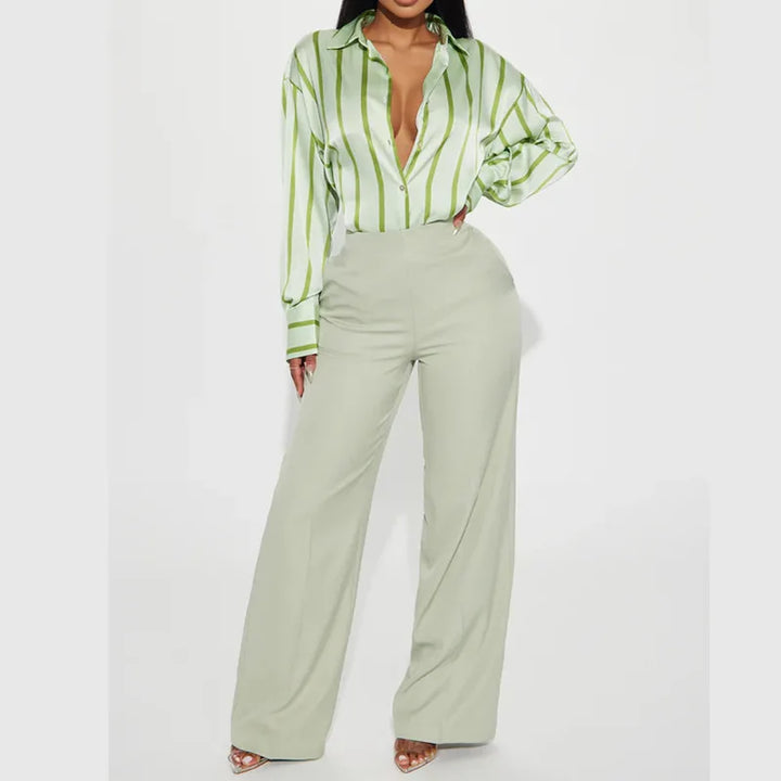 Serelisse Satin Stripe Button Shirt