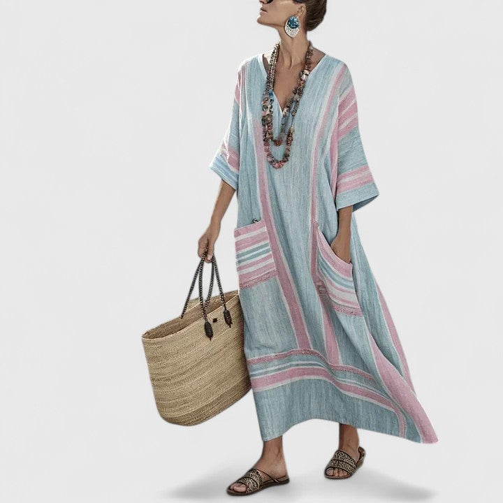Sage Striped Maxi Dress