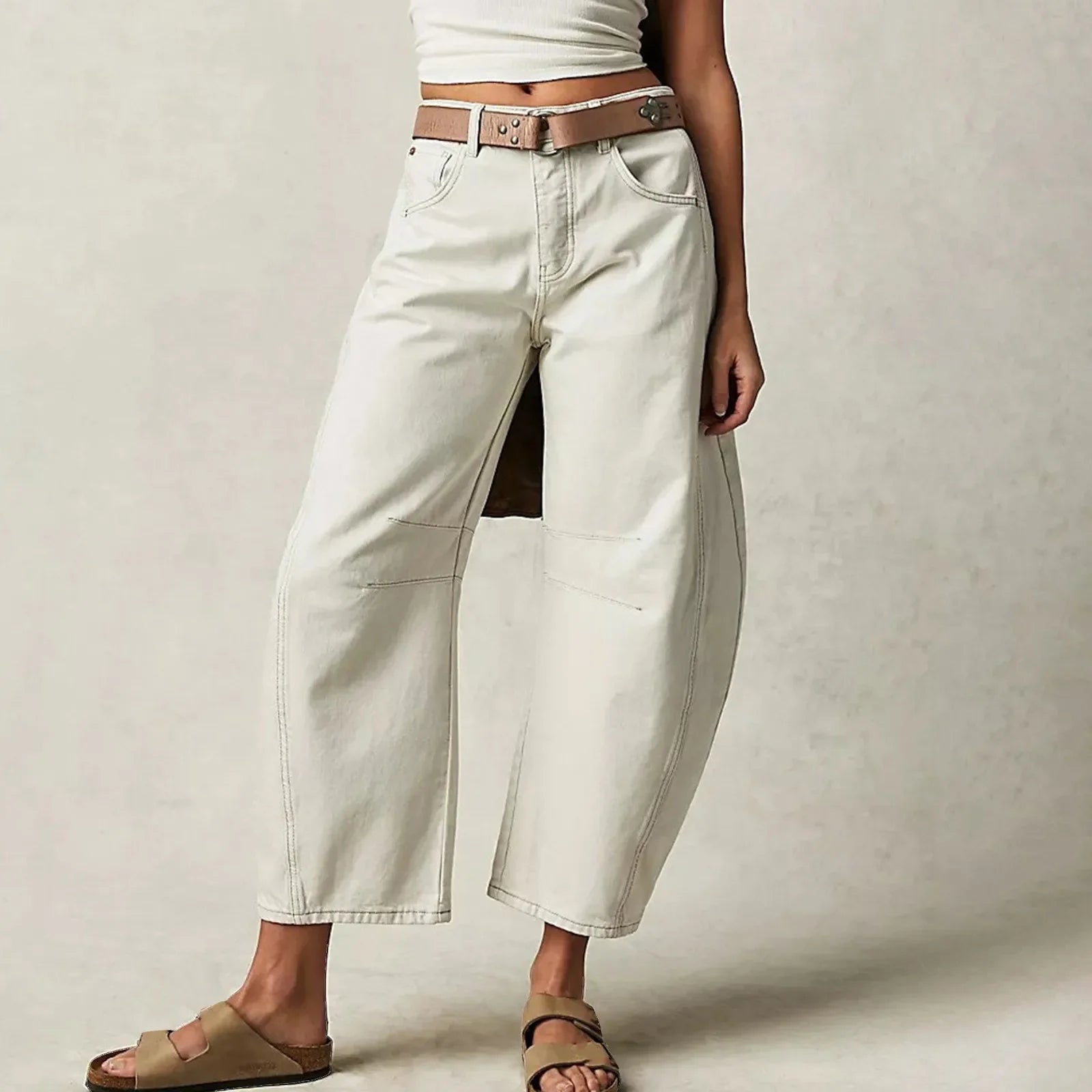 Marielle Mid Rise Cropped Wide Leg Jeans
