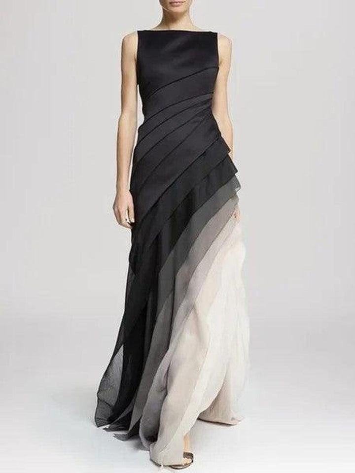 Isolde Ombre Pleated Satin Maxi Dress