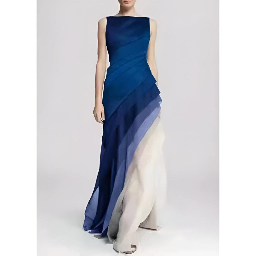 Isolde Ombre Pleated Satin Maxi Dress
