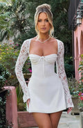 Lace Sleeve Bodycon Mini Dress with Square Neckline