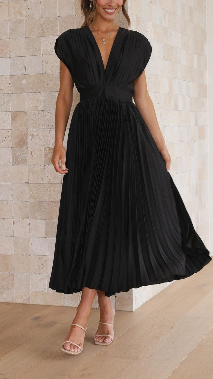 Maria Elegant Pleated Maxi Dress
