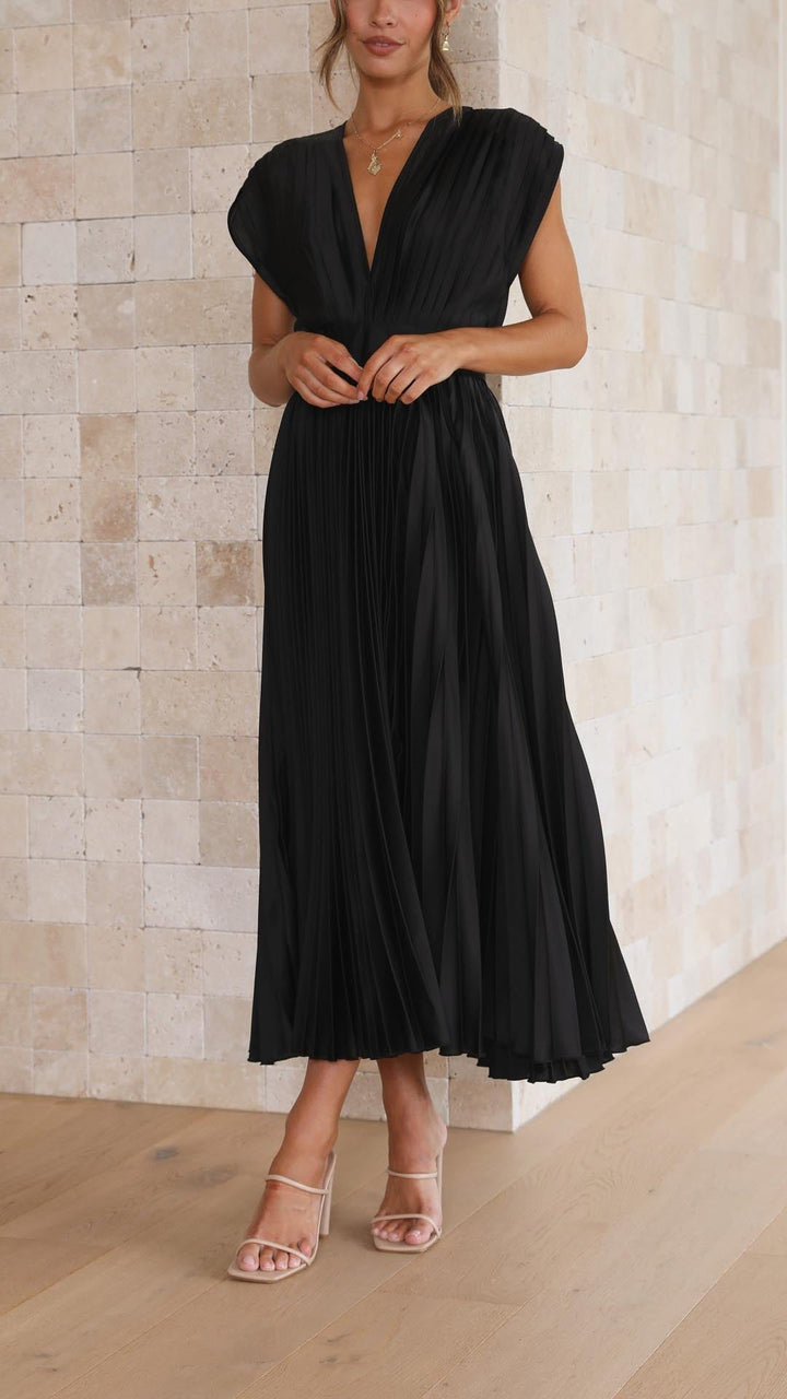 Maria Elegant Pleated Maxi Dress