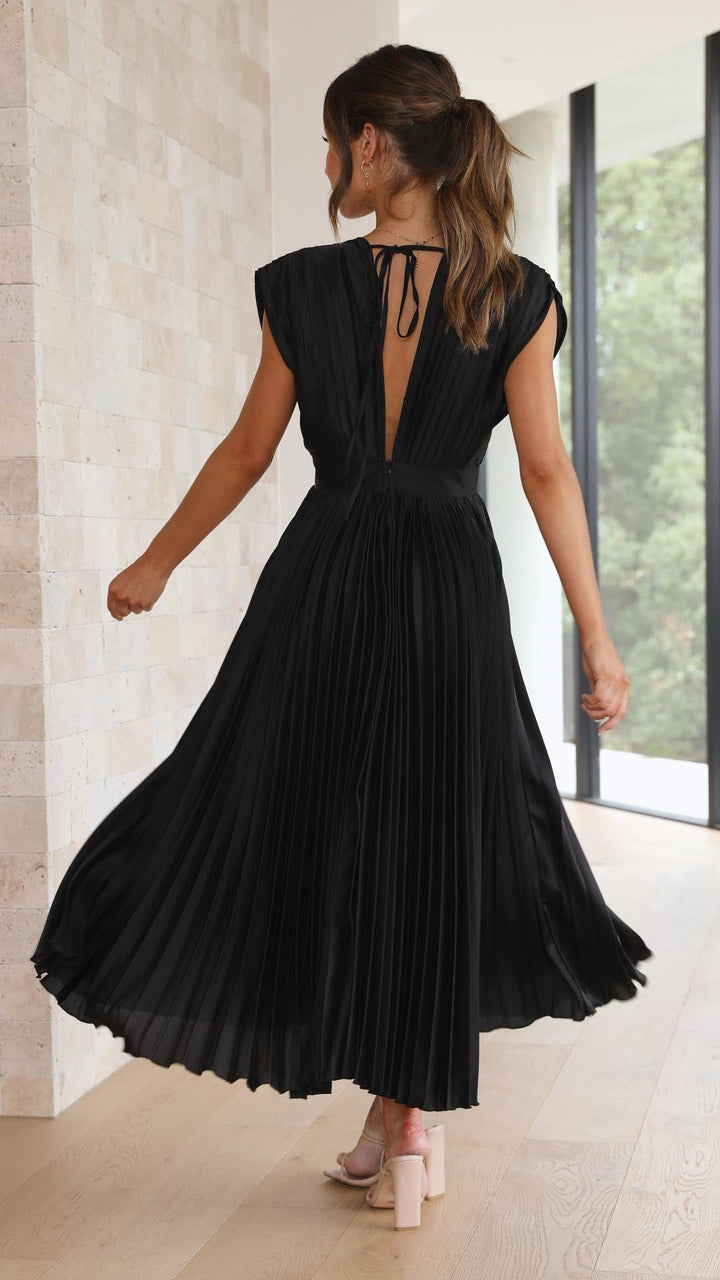 Maria Elegant Pleated Maxi Dress