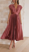 Maria Elegant Pleated Maxi Dress