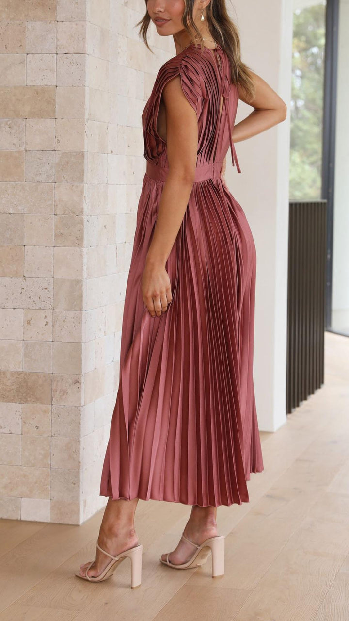 Maria Elegant Pleated Maxi Dress