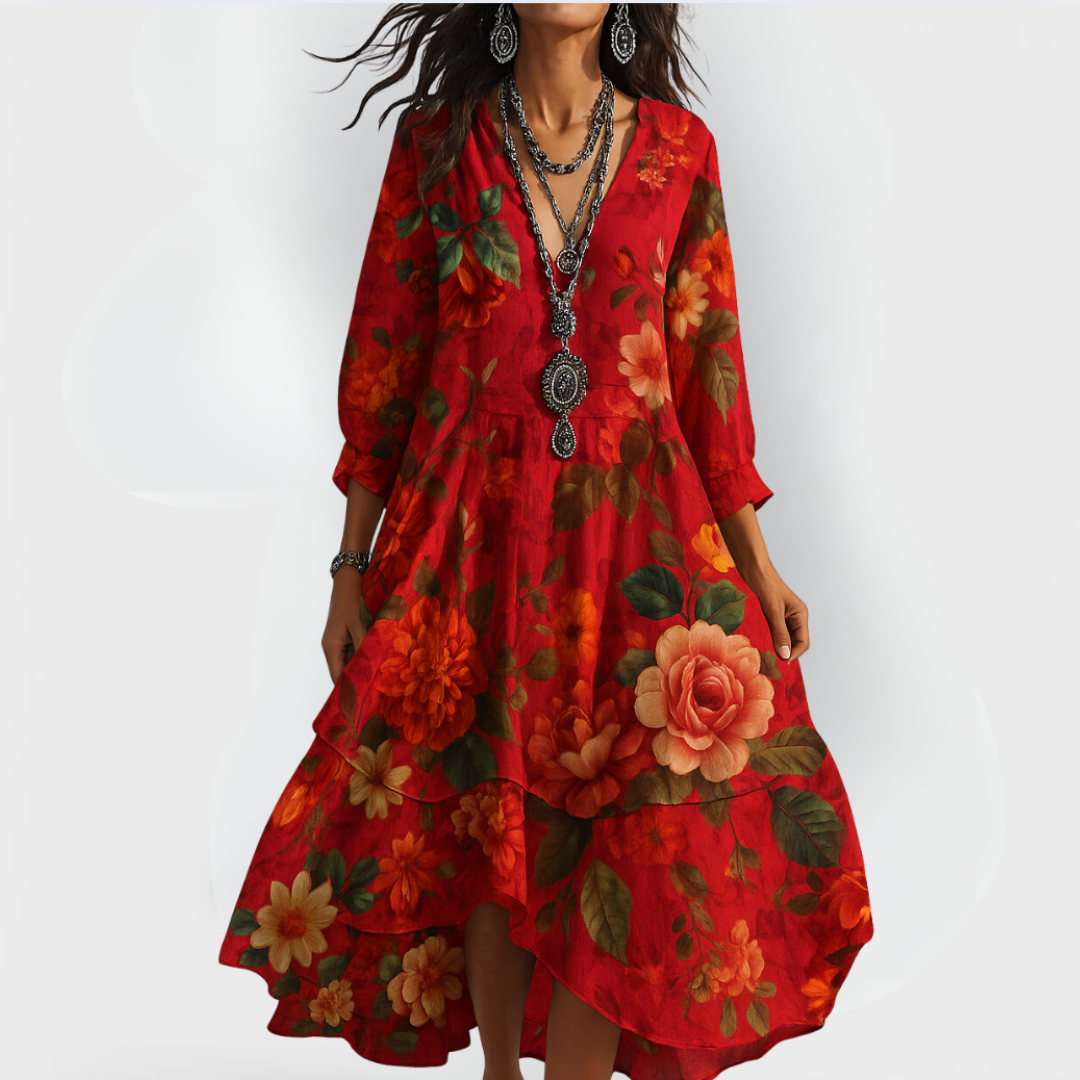 Jennifer Vintage Boho V-neck Dress