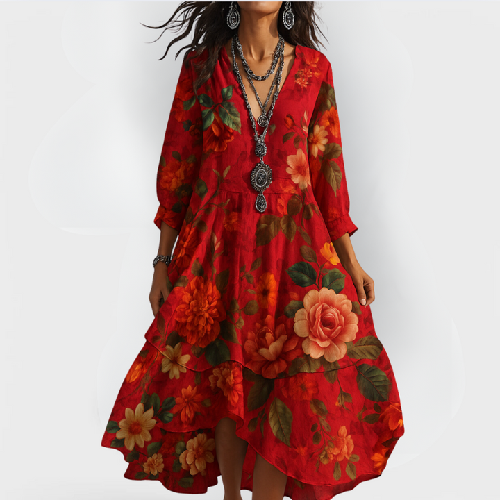 Jennifer Vintage Boho V-neck Dress