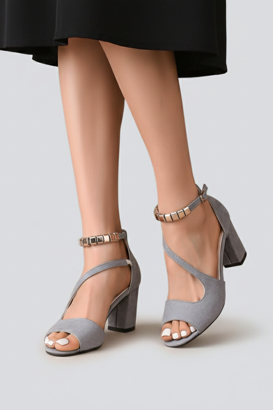 Lucy Block Heel Crisscross Ankle Sandals