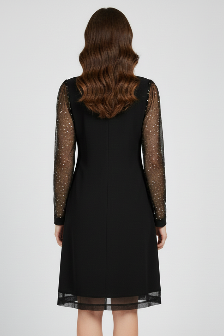 Lucy Sequin Sleeve V-Neck Cocktail Dress
