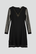 Lucy Sequin Sleeve V-Neck Cocktail Dress