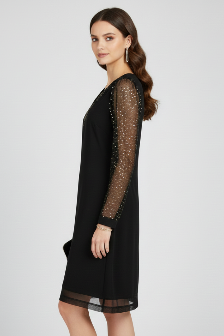 Lucy Sequin Sleeve V-Neck Cocktail Dress