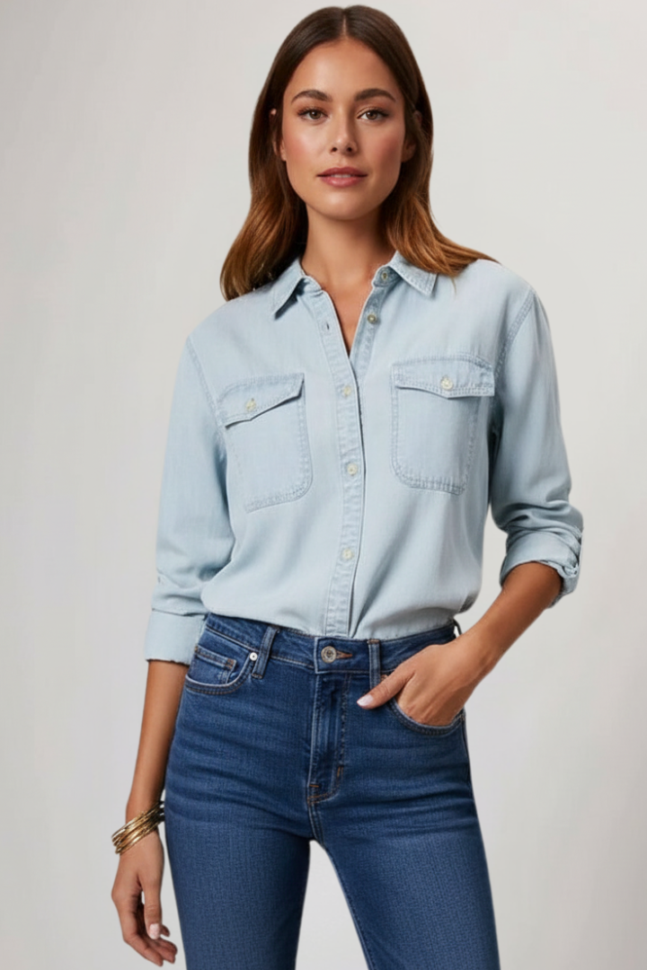 Lydia Classic Button Front Denim Shirt