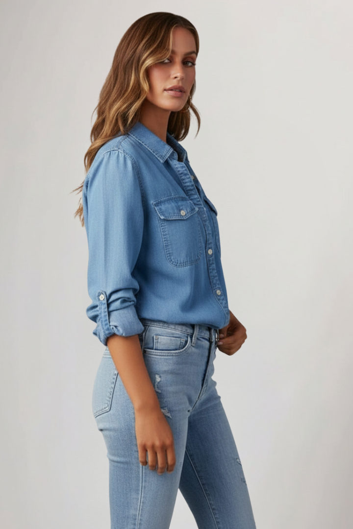 Lydia Classic Button Front Denim Shirt
