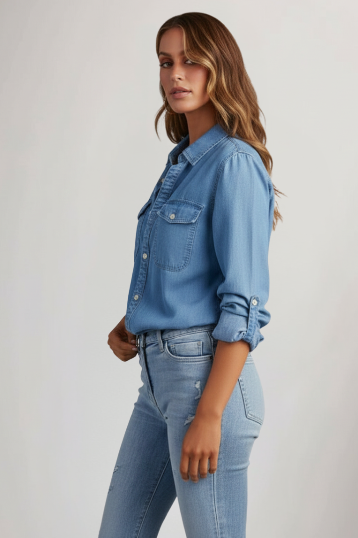 Lydia Classic Button Front Denim Shirt