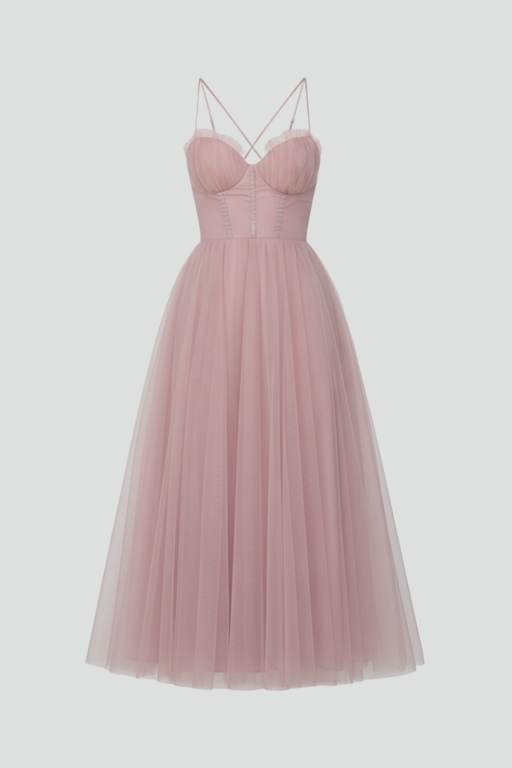 Bella Women’s Strapless Tulle Skirt Maxi Dress
