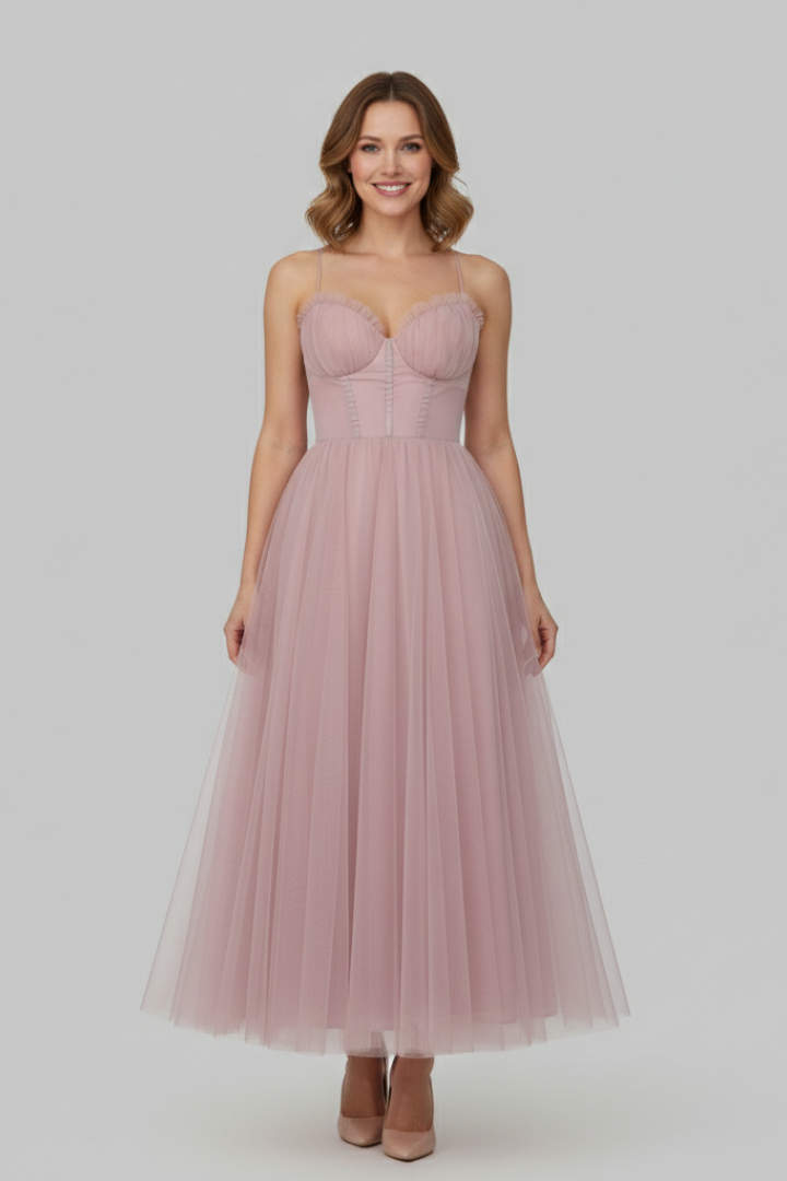 Bella Women’s Strapless Tulle Skirt Maxi Dress