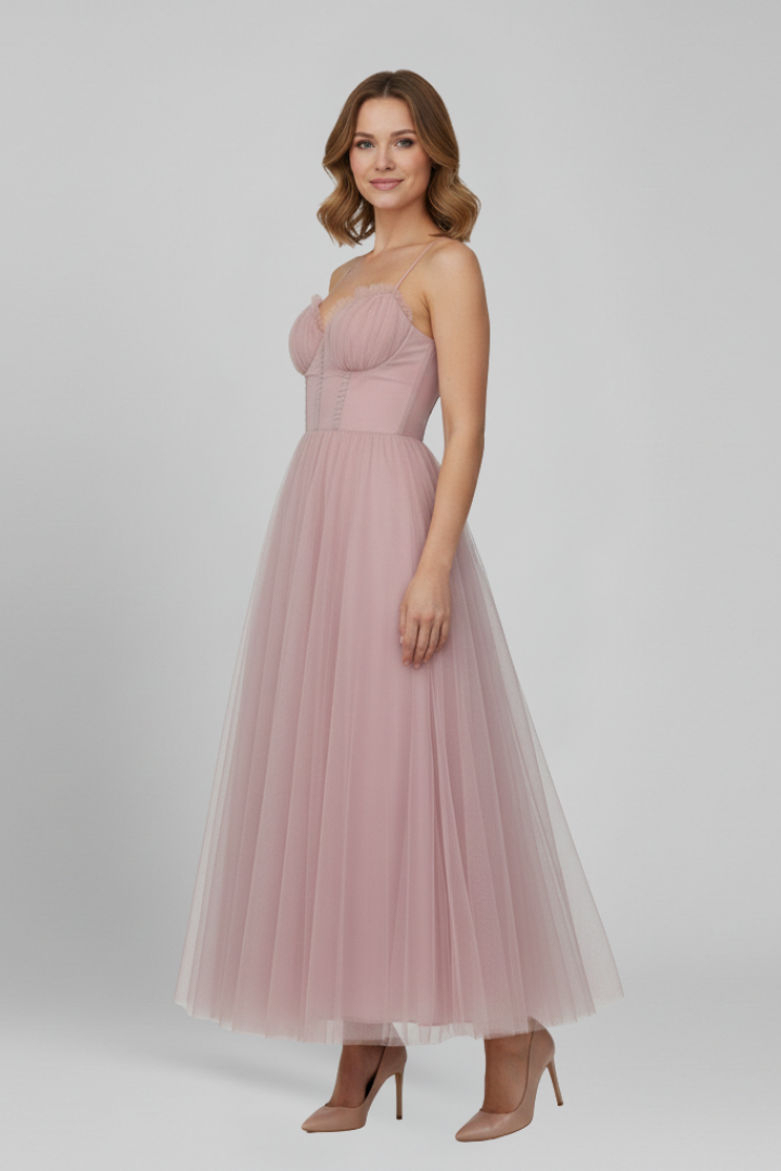 Bella Women’s Strapless Tulle Skirt Maxi Dress