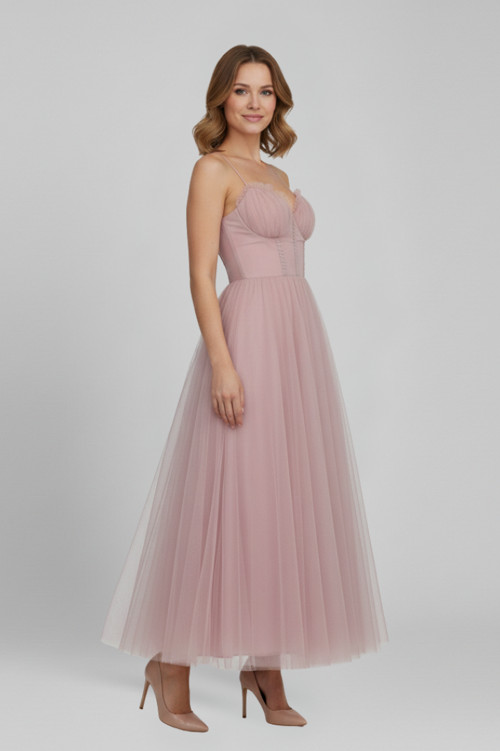 Bella Women’s Strapless Tulle Skirt Maxi Dress