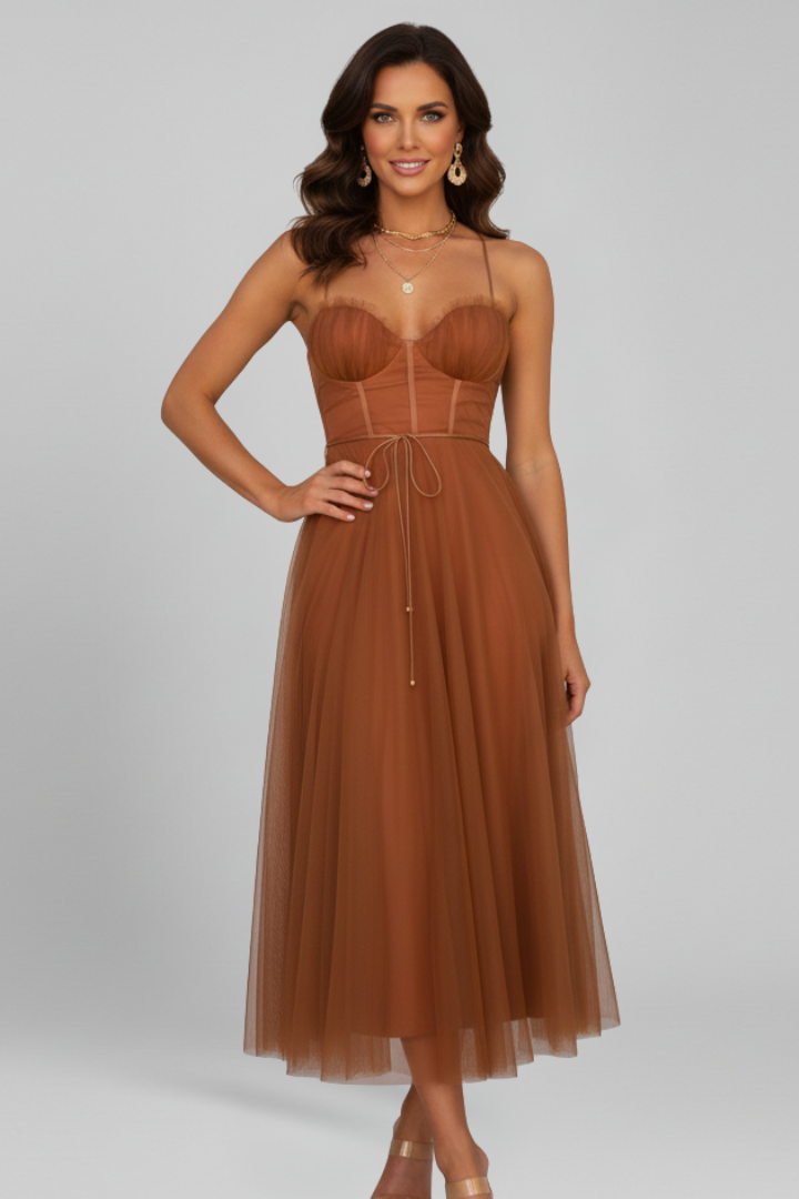Bella Women’s Strapless Tulle Skirt Maxi Dress